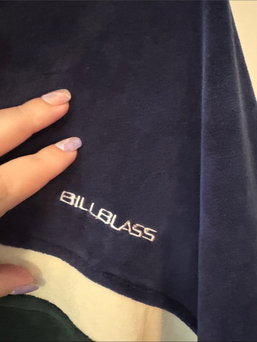 Billblass Green, Navy & Cream Velour Zip Jacket Hoodie - Picture 3 of 9